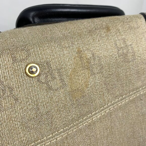 DOONEY BOURKE Monogram Logo Canvas Leather Shoulder Bag Satchel Double Pockets - Picture 6 of 16